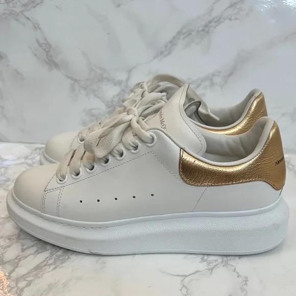 Alexander McQueen Women's Sneakers in White and Gold - Picture 5 of 14